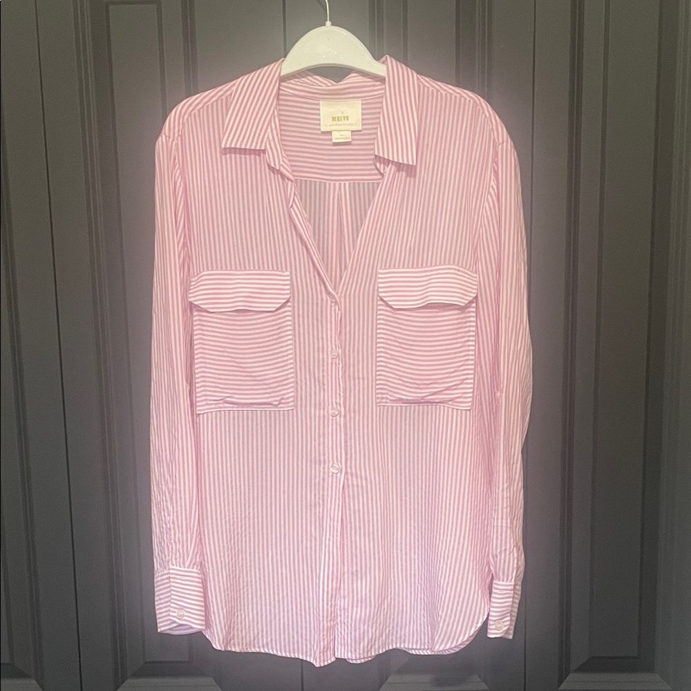 Anthropologie Maeve Pink Striped Shirt